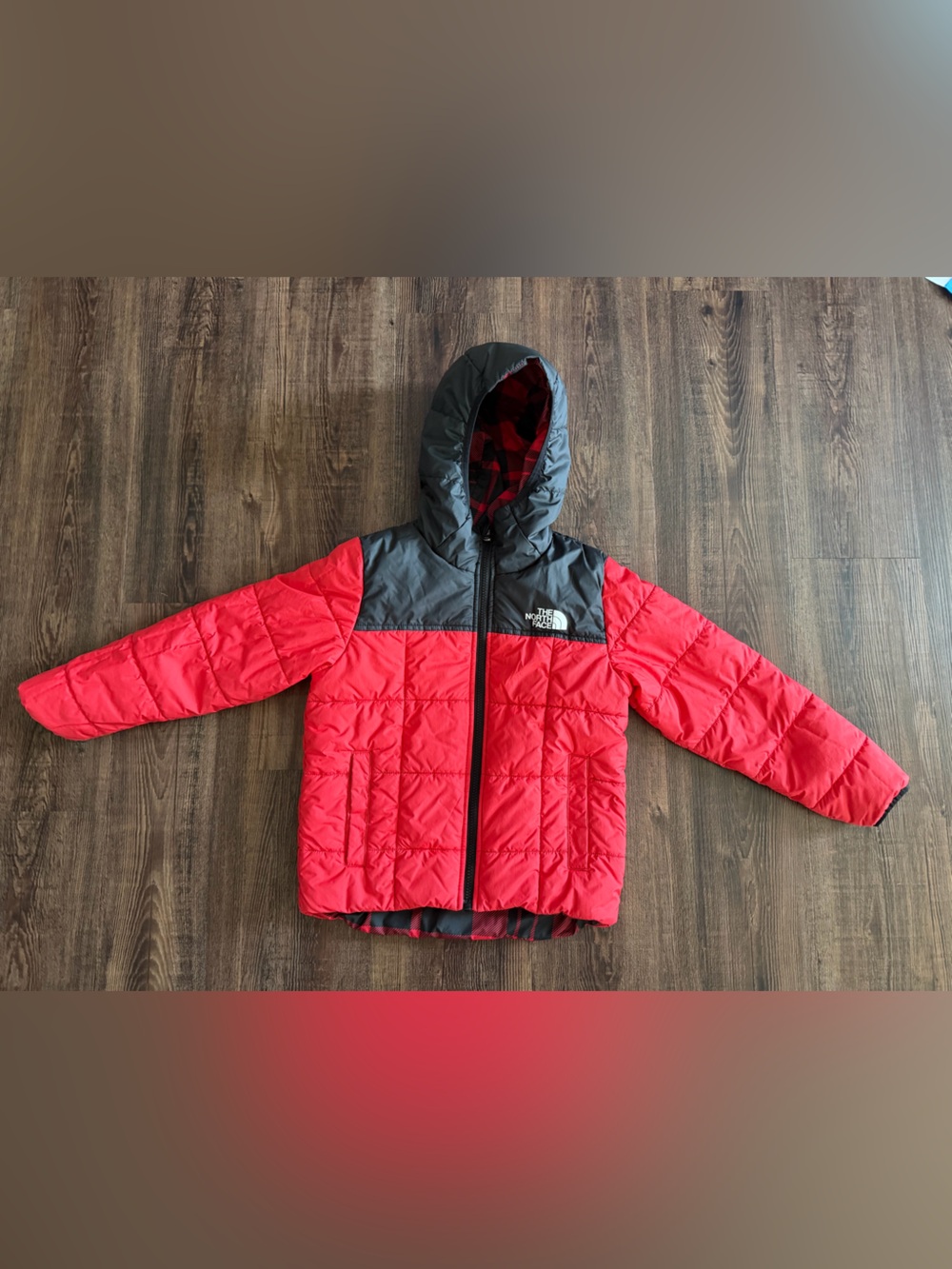 The North Face Kids Red & Black Reversible Perrito Hooded Jacket